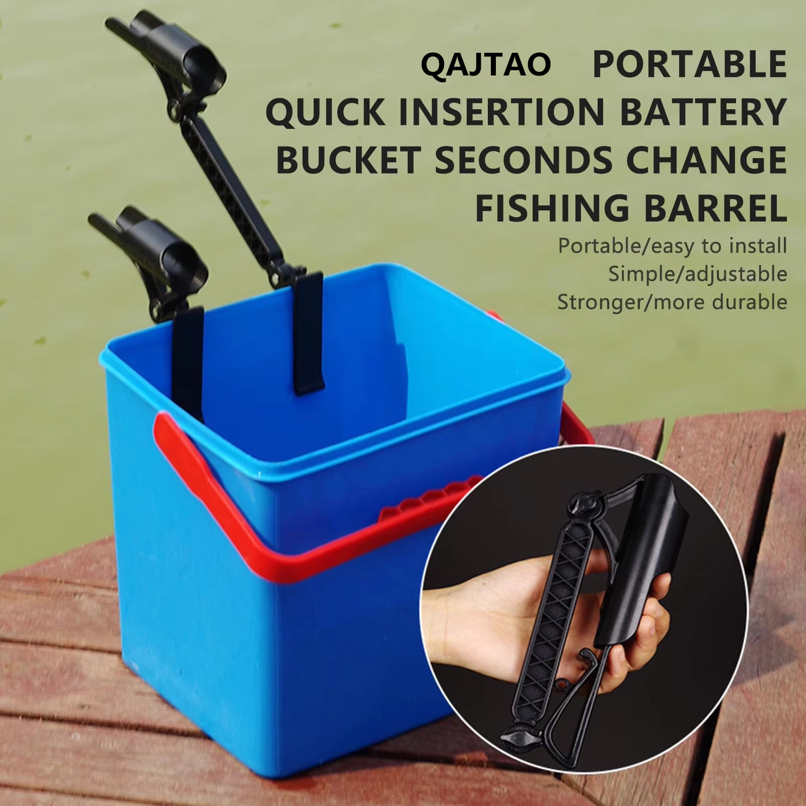 Fishing Rod Rack - QAJTAO 10-25cm釣り竿ラック、アイスバケツ、魚バケツ、取り付け簡単、実用的な釣り具アクセサリー
