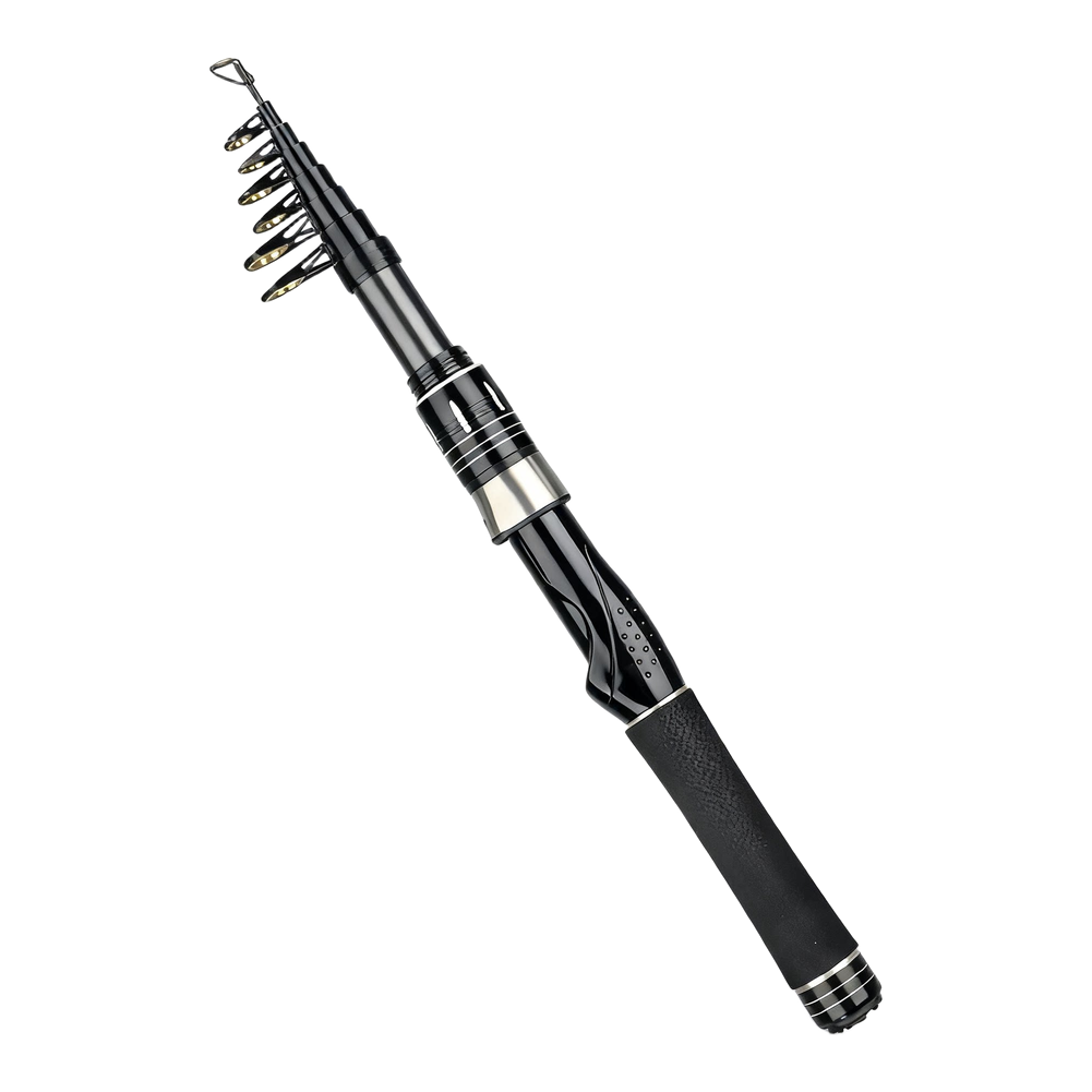 Fishing Rod Telescopic - 超軽量伸縮式カーボン釣り竿 セラミックガイドリング付き 速いアクション ポータブルポール 岸釣り・海釣り用 1.5M-2.4M