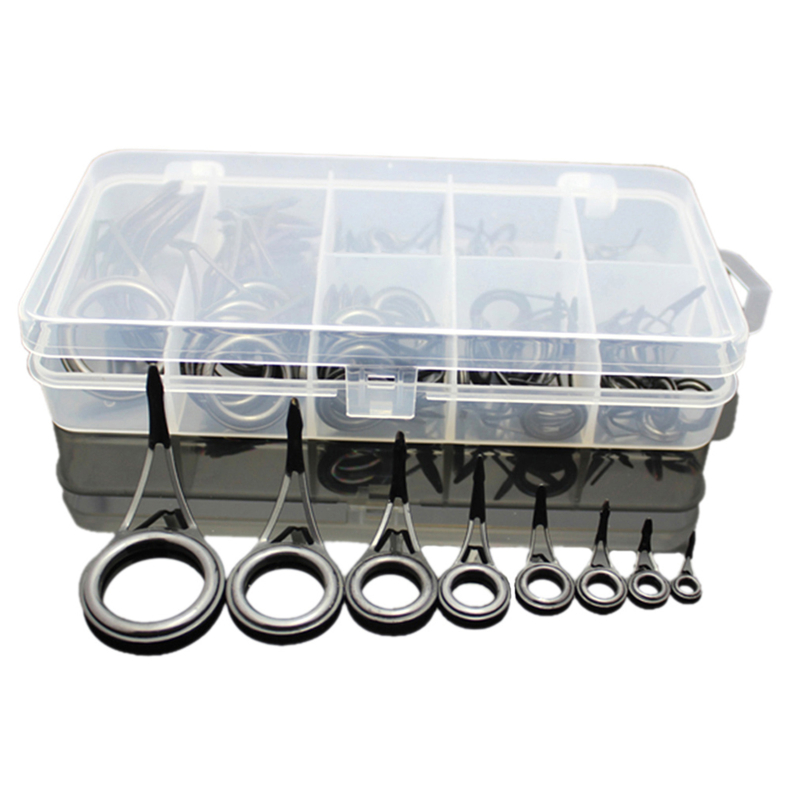 Fishing Rod Repair Kit - 釣り竿ガイド,さまざまなサイズ,釣り糸,スピニング,アイ,リング,トップ修理キット,75個