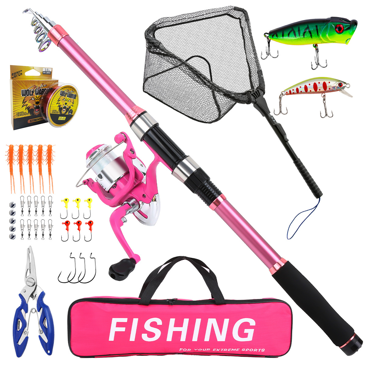 釣り竿セット フルキット 伸縮式釣り竿とスピニングリール付き - Fishing Rod Combo のレビューと価格