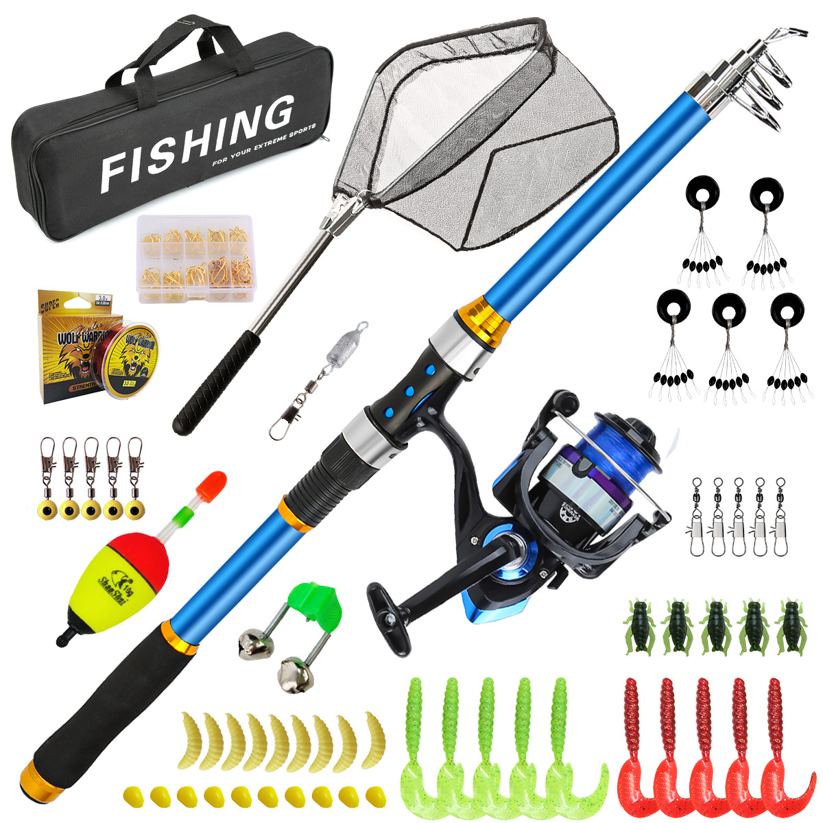 2.1-3.6M 伸縮式ガラス繊維釣竿セット リール & ア - Fishing Rod Combo のレビューと価格