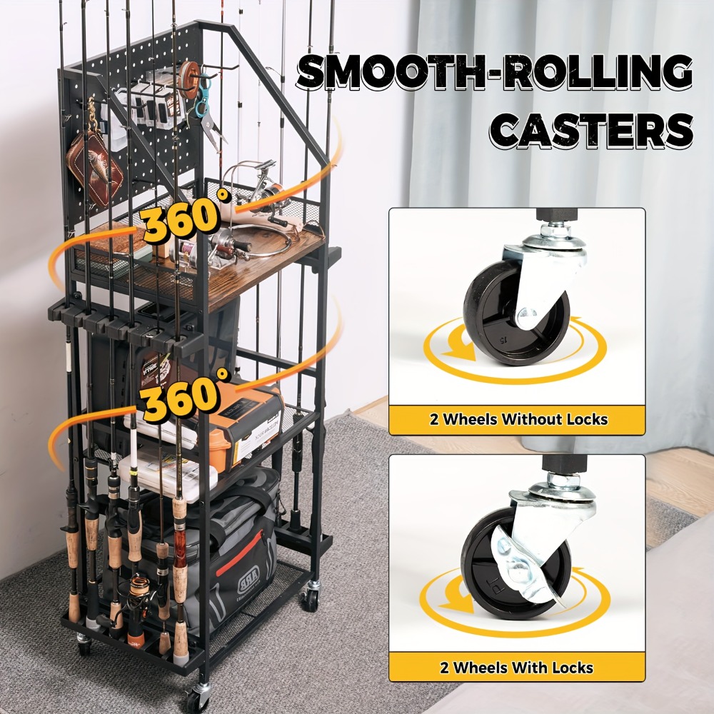 ガレージ用釣り竿ホルダー、ペグボードフック付き12本用釣り竿 - Fishing Rod Case のレビューと価格